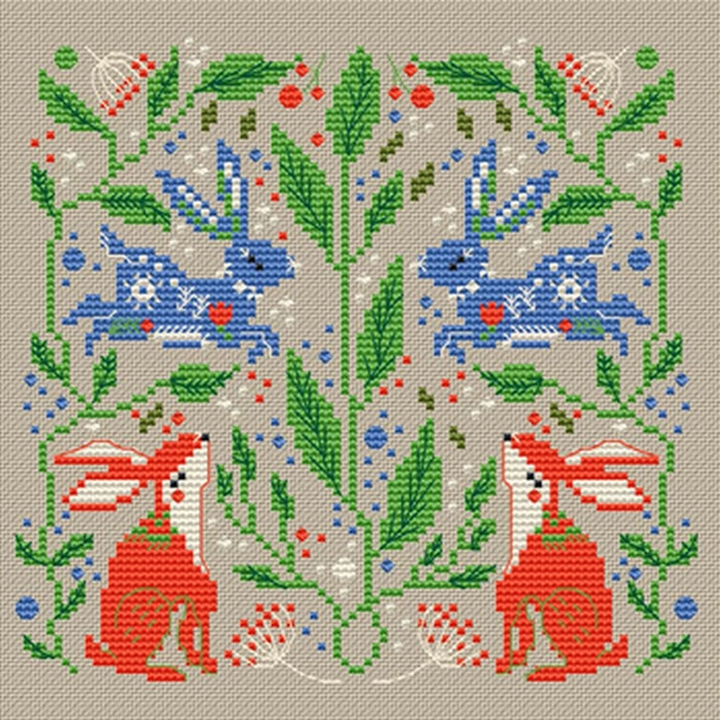 Scandinavian cross stitch pattern PDF Folk flower embroidery Nordic cross stitch Scandinavian home decor image 10