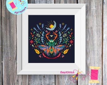 Insect cross stitch pattern PDF Luna moth embroidery Magical moth Butterfly cross stitch
