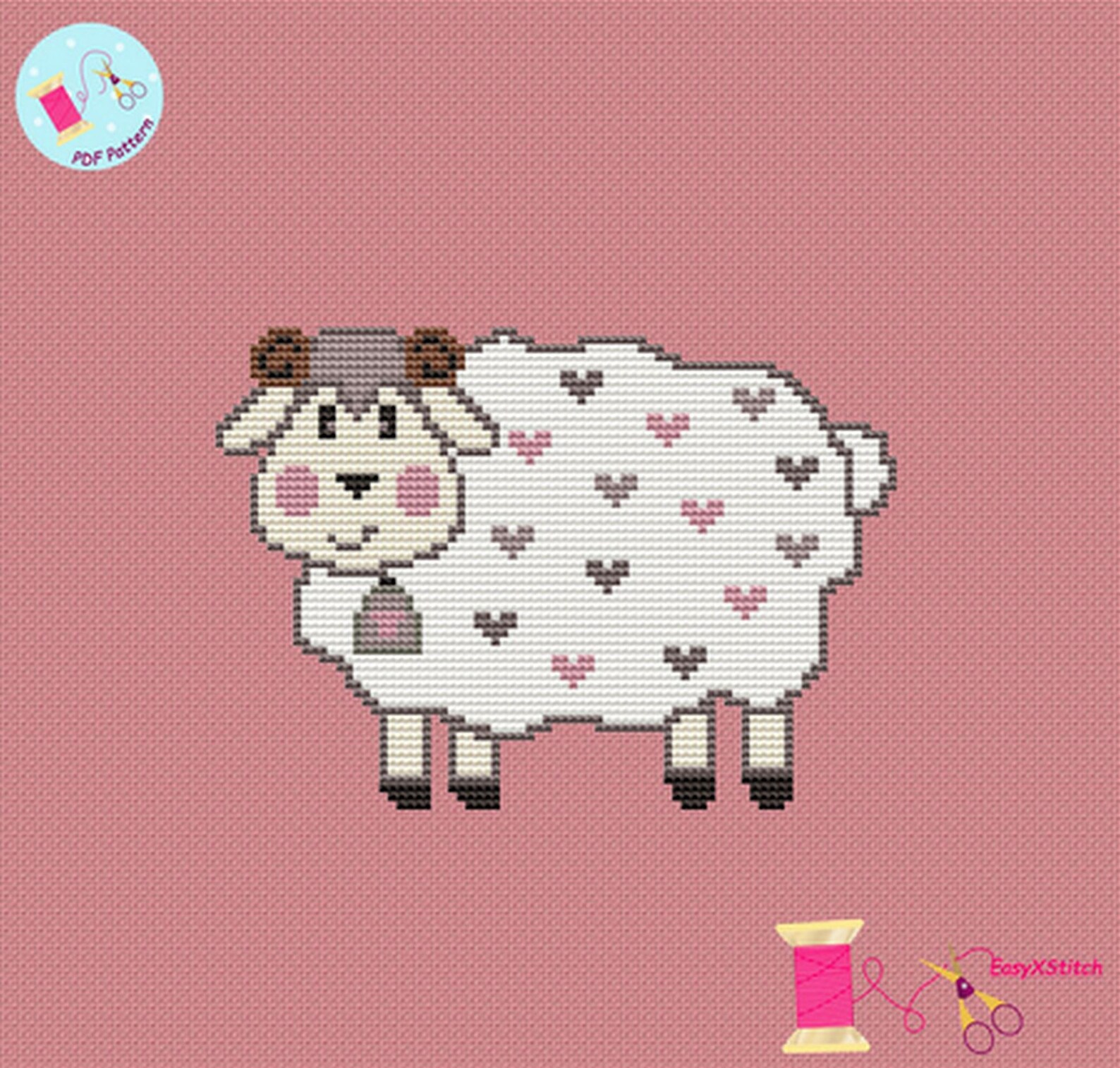 Farm animals cross stitch pattern PDF sheep cross stitch Etsy