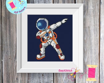 Astronaut cross stitch pattern Space cross stitch pattern Planets cross stitch