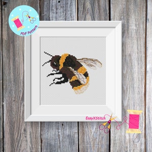 Bumblebee cross stitch pattern pdf  funny, Bee cross stitch pattern, Insect cross stitch pattern,  Instant download PDF