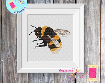 Bumblebee cross stitch pattern pdf  funny, Bee cross stitch pattern, Insect cross stitch pattern,  Instant download PDF