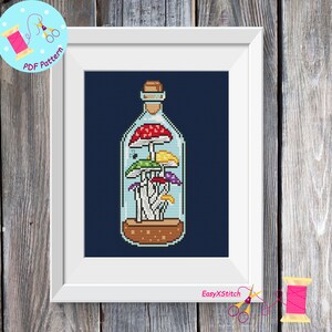 Mushrooms in a bottle cross stitch pattern PDF  Witchy cross stitch