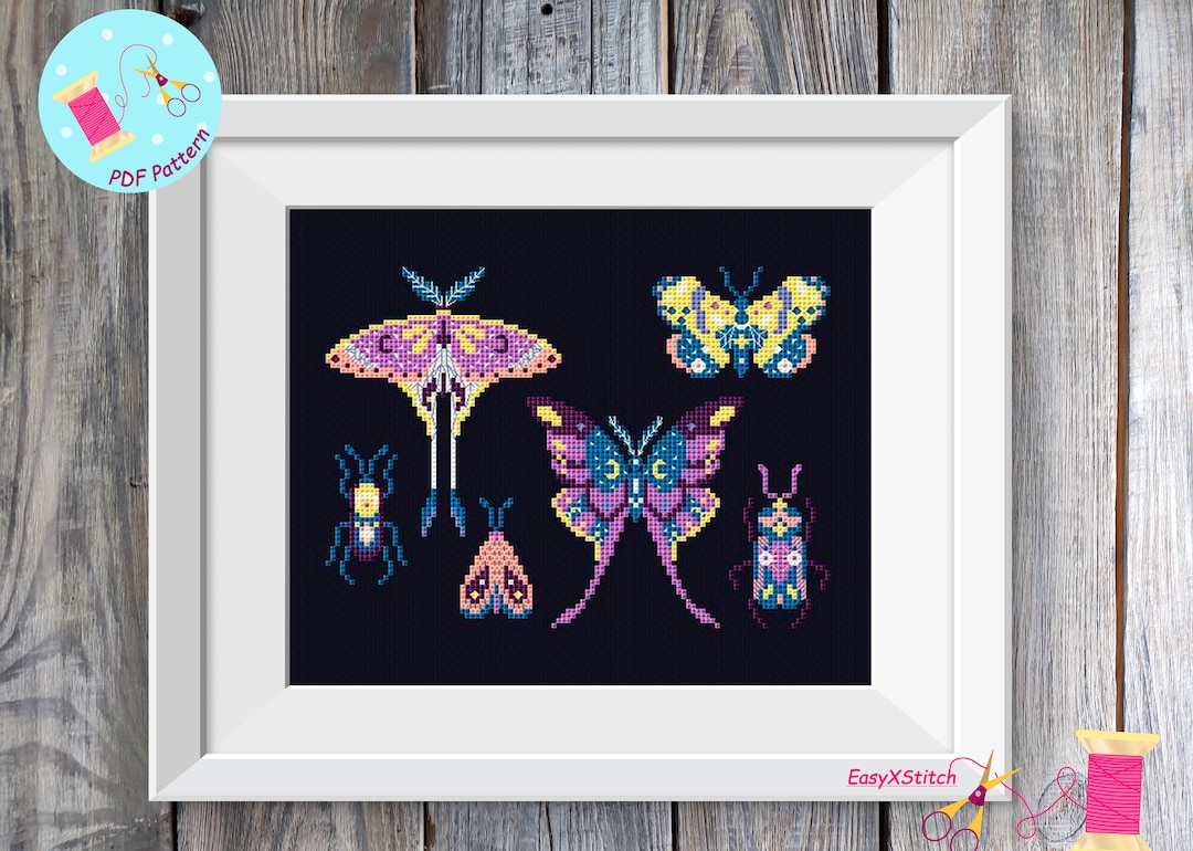 Moth Cross Stitch Pattern PDF Skull Moth Embroidery Magical Moth - Etsy