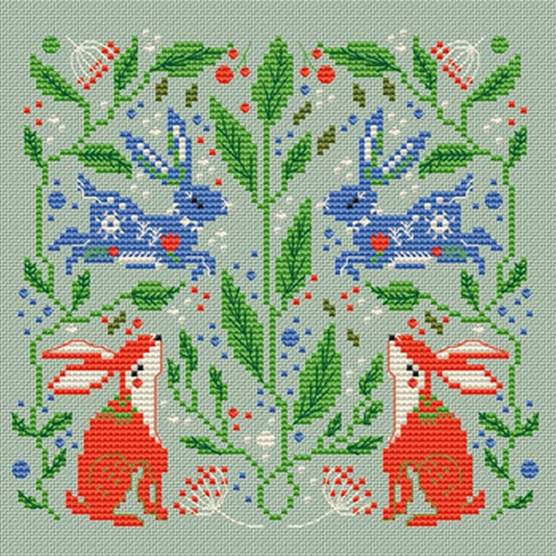Scandinavian cross stitch pattern PDF Folk flower embroidery Nordic cross stitch Scandinavian home decor image 7
