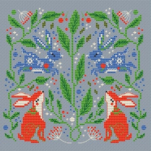 Scandinavian cross stitch pattern PDF Folk flower embroidery Nordic cross stitch Scandinavian home decor image 9