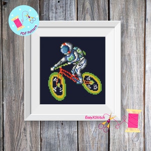 Astronaut  cross stitch pattern Space cross stitch pattern Planets cross stitch