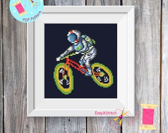 Astronaut  cross stitch pattern Space cross stitch pattern Planets cross stitch