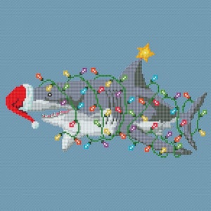 Christmas great white shark cross stitch pattern PDF Christmas diy embroidery pattern Holiday winter image 8