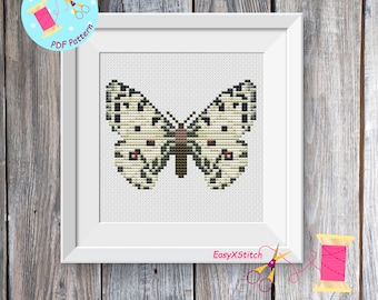 Butterfly Cross Stitch Moth cross stitch pattern Insect cross stitch Instant download PDF Floral Butterfly Cross Stitch Pattern