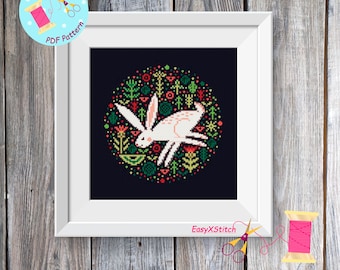 Scandinavian cross stitch pattern PDF Folk flower embroidery Nordic cross stitch Scandinavian home decor