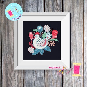 Happy Easter Day cross stitch pattern Easter decoration embroidery Easter floral Easter hoop art Easter sunday gift pdf