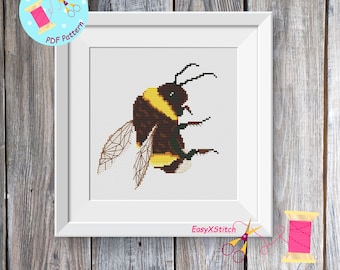 Bumblebee cross stitch pattern pdf  funny, Bee cross stitch pattern, Insect cross stitch pattern,  Instant download PDF