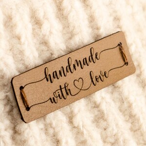 Personalized Faux Leather Tags: Custom Labels with holes for Knitting, Crochet and Handmade Products  (2.16 x 0.79 inch)
