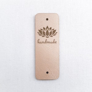 Personalized Faux Leather Folding Tags for Crochet: Custom Sew On Handmade Item Labels (0.79 x 2.16 inch)