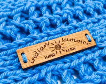 Personalized Wooden Labels For Handmade Clothing, Custom Logo Tags for Knitting and Bags, Vegan Label For Branding Handknits, Upcycled