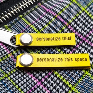 Personalisierte Zipper Tags für große Zipper Pulls - 5er Set - Custom Zipper Branding Tags für Handmade Hoodies Jacken Rucksäcke Taschen