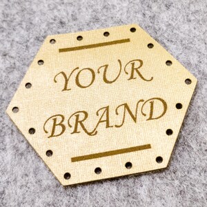 Sechseckige Kunstlederetiketten: Personalisierte Logo-Etiketten für handgemachte Artikel
