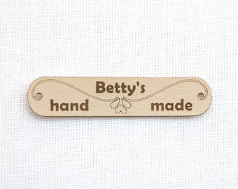 Aangepaste slanke labels van imitatieleer: logolabels voor handgemaakte items (2,16 x 0,47 inch)