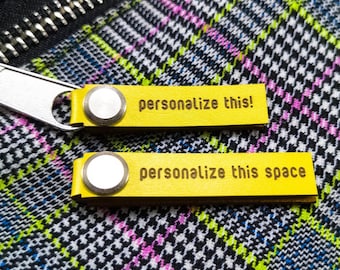 Personalized Zipper Tags for Large Zipper Pulls - Set of 5 - Custom Zipper Branding Tags for Hoodies Jackets Backpacks Bags