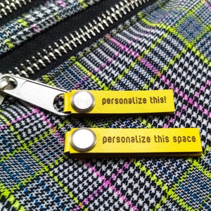 Personalized Zipper Tags for Large Zipper Pulls - Set of 5 - Custom Zipper Branding Tags for Handmade Hoodies Jackets Backpacks Bags