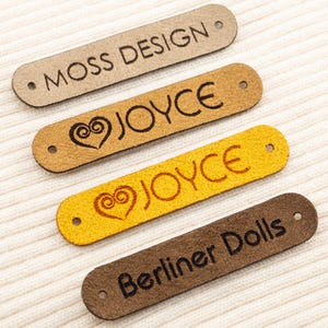 Slim Faux Suede Labels: Set Of Personalized Sewing Tags for Knitting and Crochet (2.16 x 0.47 inch)