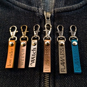 Set of 5 Personalized Zipper Name Tag Charms with Snap Hook for School, mini bag, 28 color selection, Custom Tag for Gifts Handmade Items image 1
