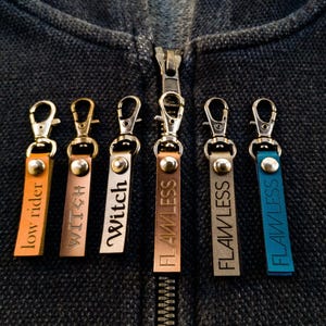 Set of 5 - Personalized Zipper Name Tag Charms with Snap Hook for School, mini bag, 28 color selection, Custom Tag for Gifts Handmade Items