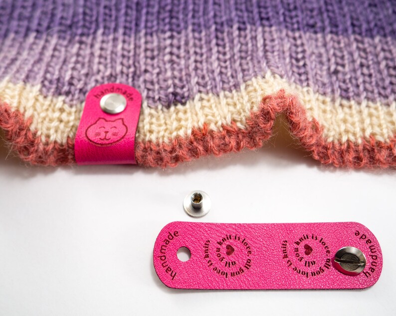 Small Beanie Tags with Rivets Personalized Tags for Handmade Etsy