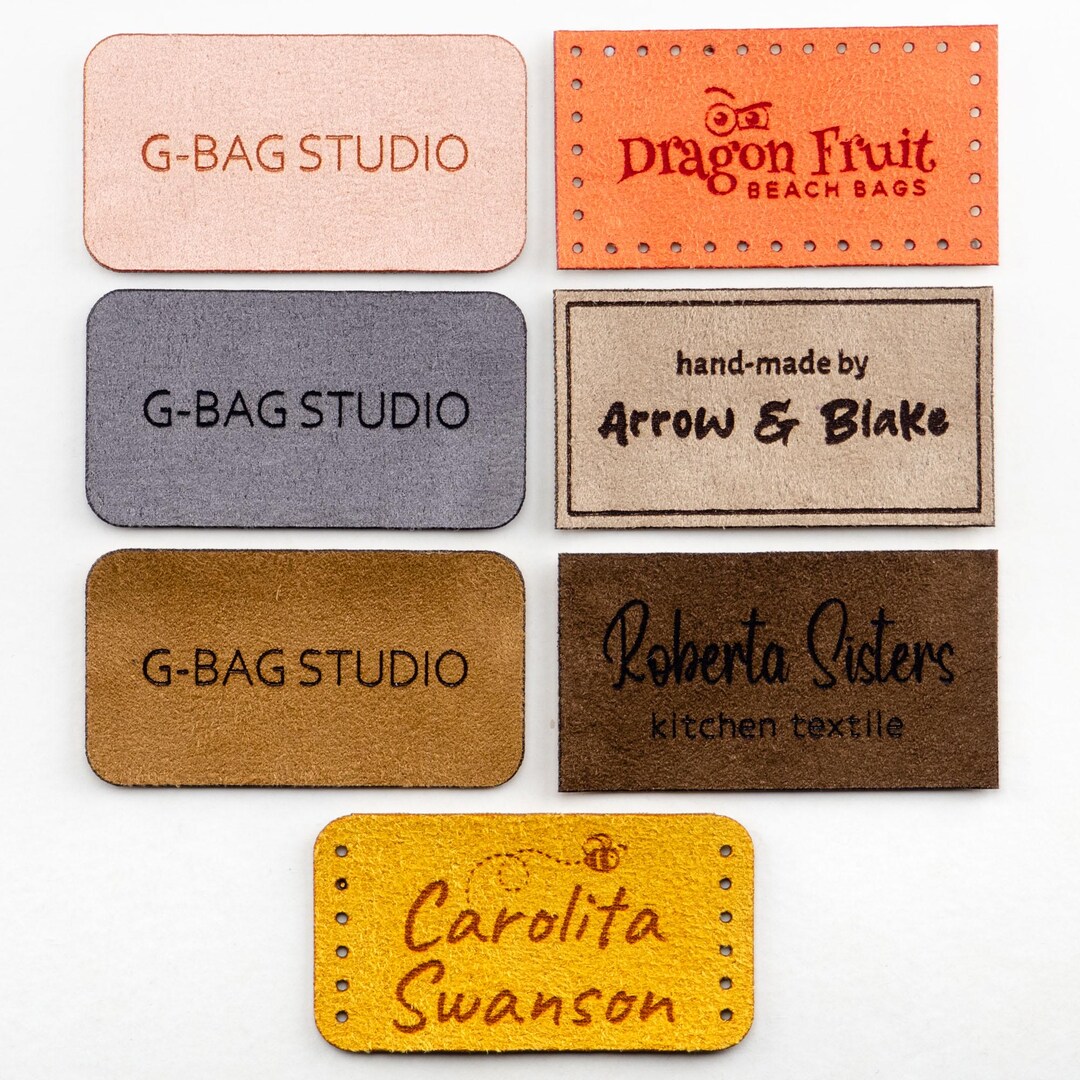 Custom Faux Suede Bag Labels: Personalized Branding Tags With Logo (2 ...