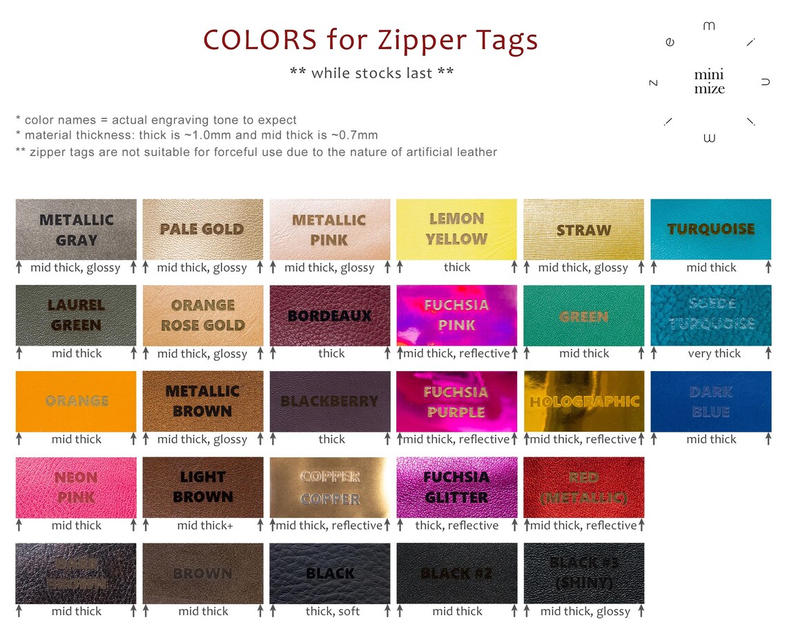 Personalized Tags for Zipper Pull Set of 5 Tags for Gifts Etsy