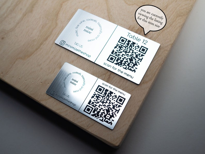 Silver Qr Code Logo QR Code Table Signs: Set of 10, 4x2 Inch / 102x51mm, Metallic Silver ...