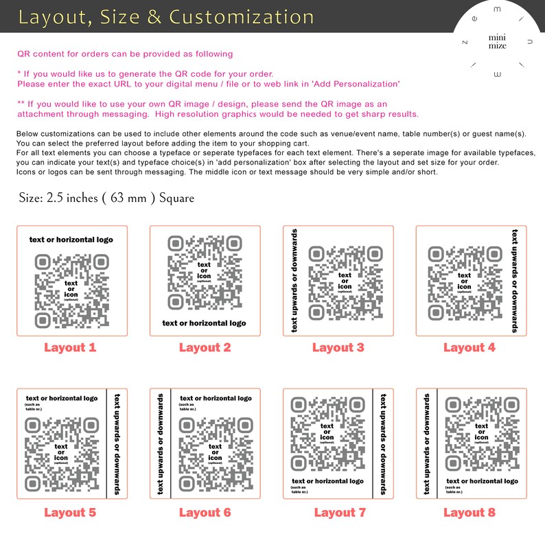 Custom Tabletop QR Code Menu Tags 2.5 Inch 63mm Brushed Etsy