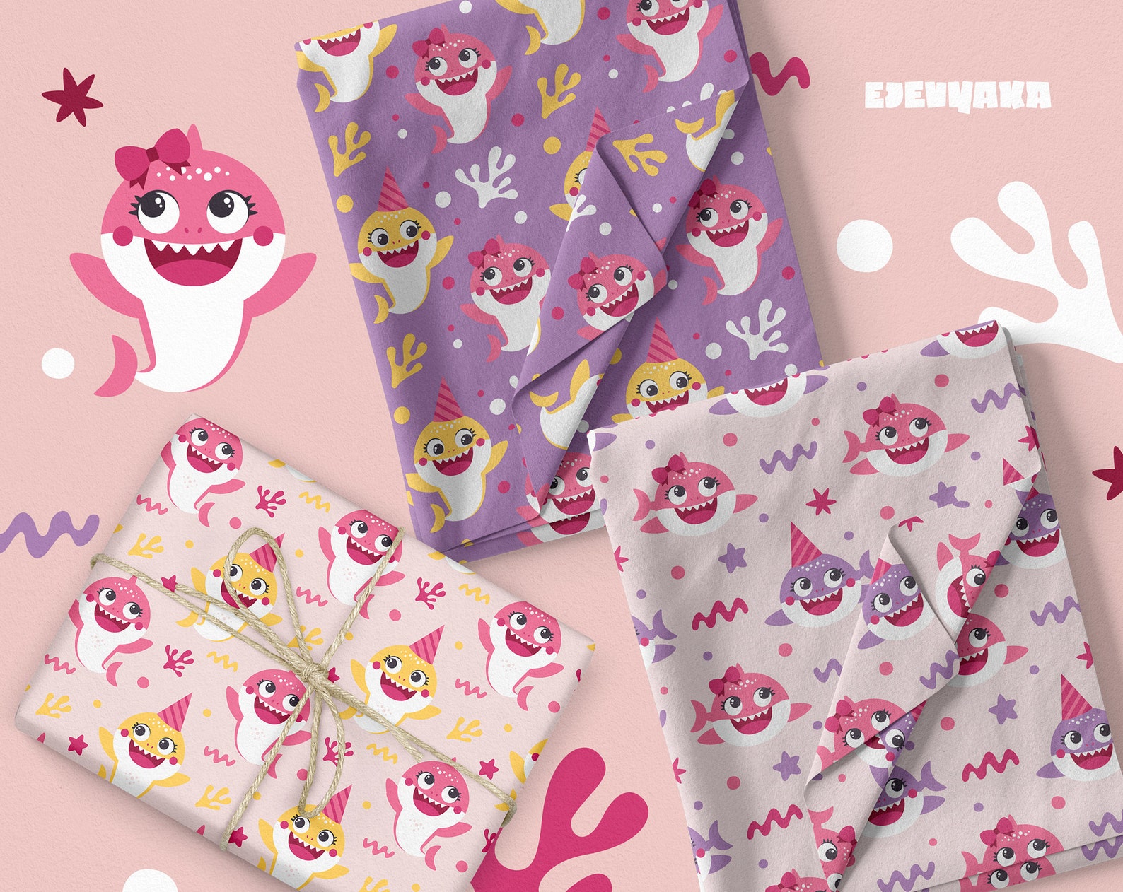 Baby Shark Digital Paper Baby Shark Birthday Digital Paper | Etsy