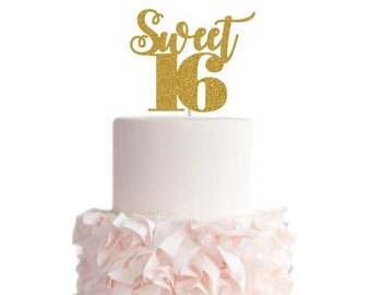 Sweet 16th birthday cake topper / Sweet 16 birthday cake topper / Glitter cake topper