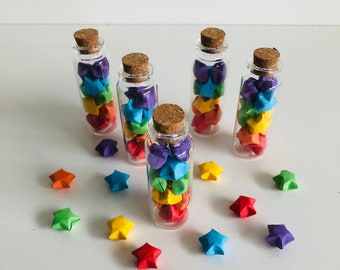 Set of Rainbow Colours Origami Stars, Lucky Stars, Paper Stars, Wishing Stars for Christmas Stocking Fillers, Wedding and Party Favours