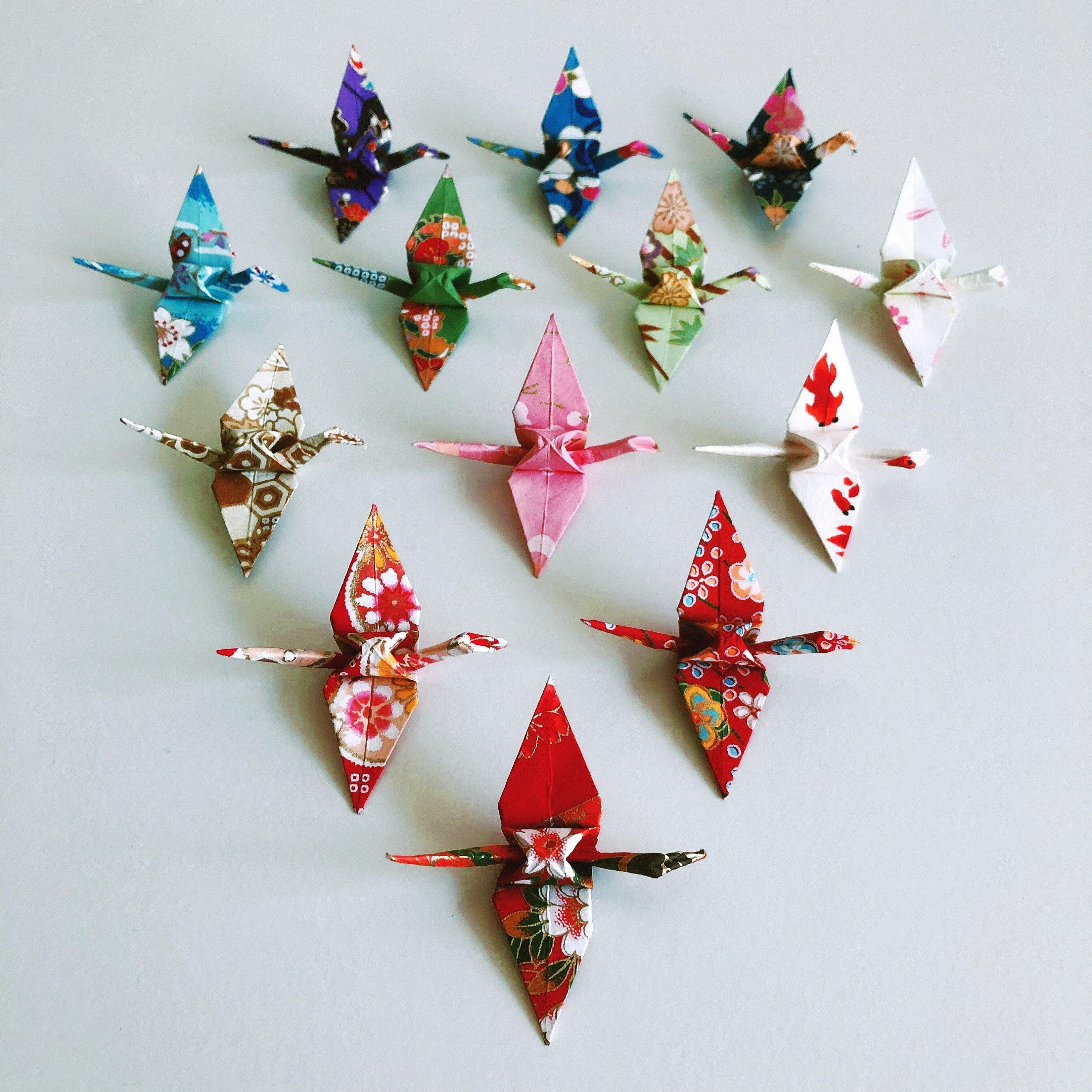 Free Shipping* 10 large origami cranes in Japanese pattern origami paper