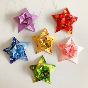 Set of Japanese Origami Stars Decor, Origami Paper Stars Party Decor, Origami Christmas Star decor, Eco Christmas Decor