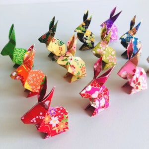 Set di coniglietti origami, coniglietto pasquale origami, coniglio pasquale origami, decorazioni pasquali, regalo pasquale origami, decorazioni di coniglietti di carta, regalo di Pasqua