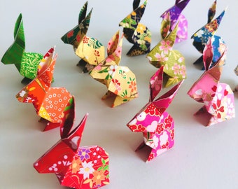 Origami Bunny Set, Japanese Chiyogami Paper, Easter Decor - Etsy