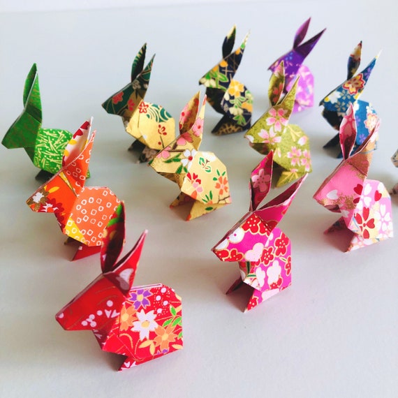 Origami Bunny Set, Japanese Chiyogami Paper, Easter Decor - Etsy
