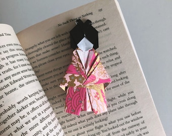 Origami Geisha Bookmarks, Japanese Kimono Doll Bookmarks, Origami Christmas Gift, Japanese Gift, Book Lover Gift, Origami Birthday Gl