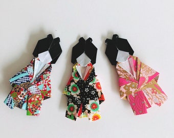 Origami Geisha Bookmarks Set of 1, 3, 5, Japanese Kimono Doll Bookmarks, Origami Gift, Japanese Gift, Book Gift, Bookworm Gift, Teacher Gift