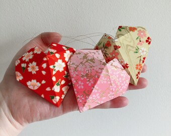 3D Origami Heart, Japanese Chiyogami Paper, Wedding Decor