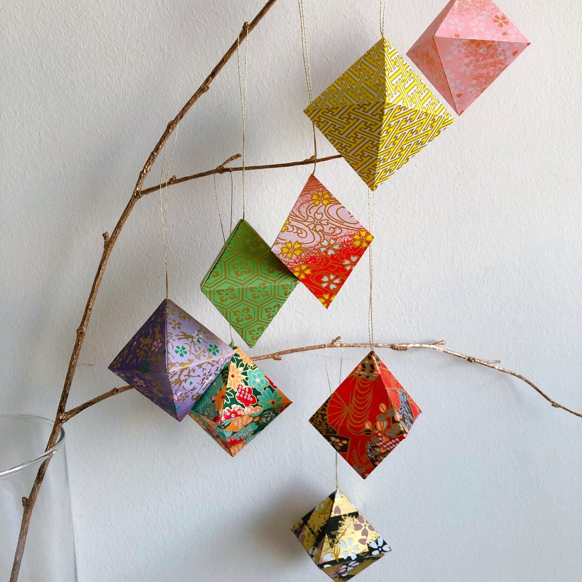 Japanese Origami Ornament Set of 5 10 15 and 20 Paper Etsy UK