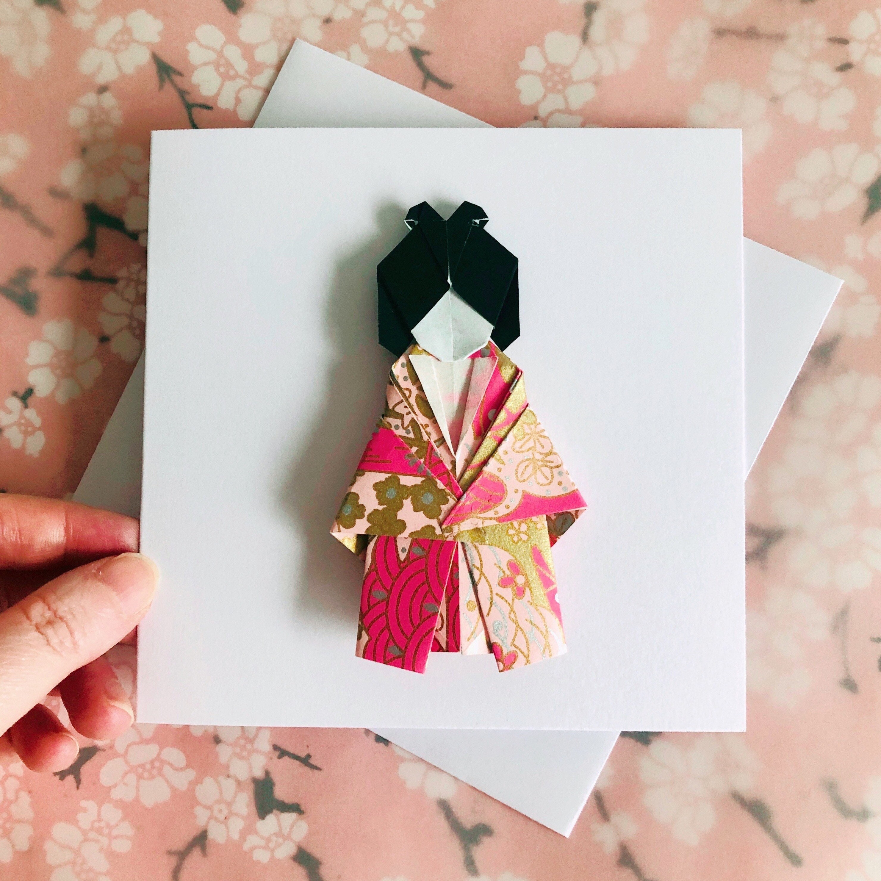 Let at forstå instans Så hurtigt som en flash Origami Geisha Greeting Card Japanese Kimono Doll Card - Etsy Finland