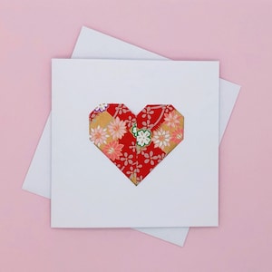 Origami-Herz-Valentinstag, Papierherz-Karte für Galentine, Valentinstag, Hochzeit, Jubiläum, Geburtstag, Muttertag und Danke
