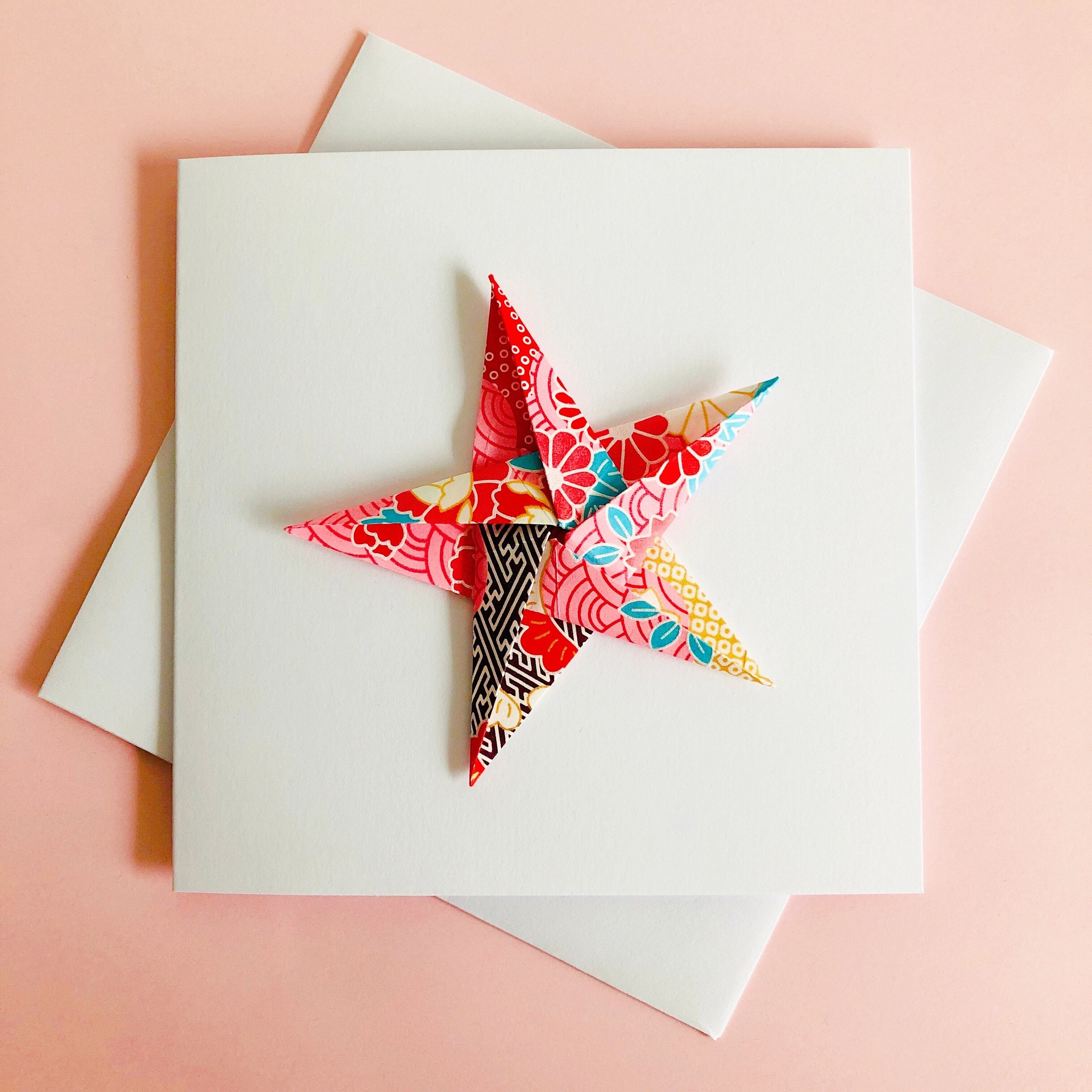 Origami Star Christmas Card Origami Star Birthday Card Paper Etsy UK