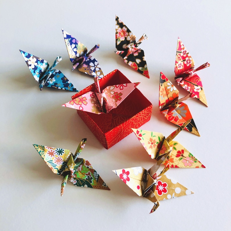 Origami Crane in Origami Gift Box for Paper Anniversary Gift, Wedding Gift, Mothers Day Gift, Birthday Gift image 10
