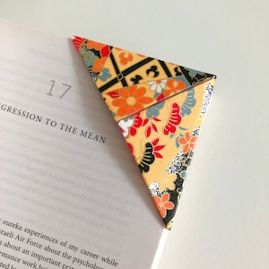 Yellow Origami Book Corner, Origami Bookmark, Book Lover Gift, Teacher Gift, Mothers Day Gift, Birthday Gift, Bookworm Gift, Origami Gift image 1